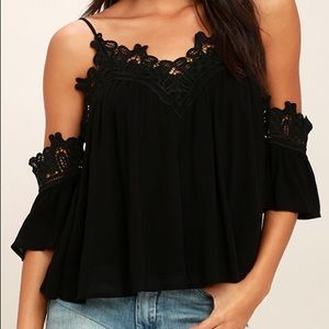 Daily Devotion Black Lace Off-the-Shoulder Top